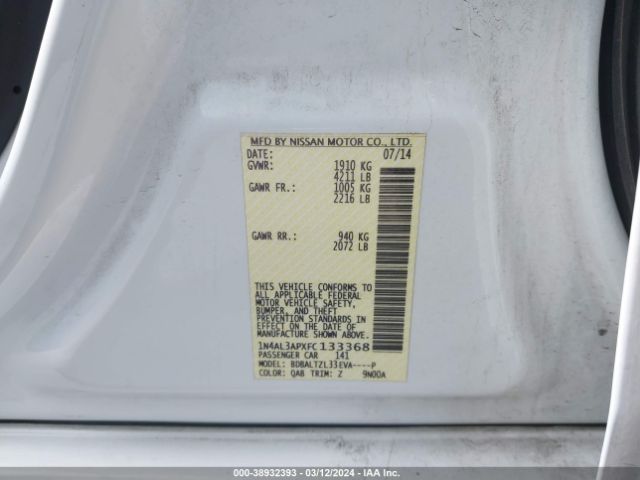 1N4AL3APXFC133368 Nissan Altima 2.5 Sl