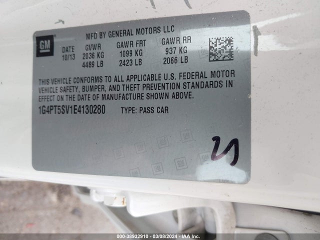 Buick Verano Premium Group 2014 1G4PT5SV1E4130280 Image 9
