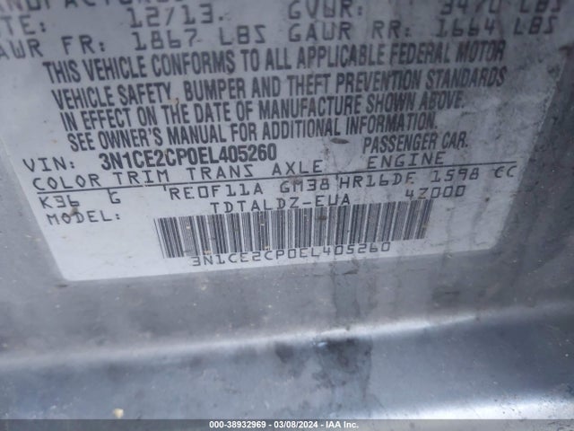 Nissan Versa Note Sv 2014 3N1CE2CP0EL405260 Image 9