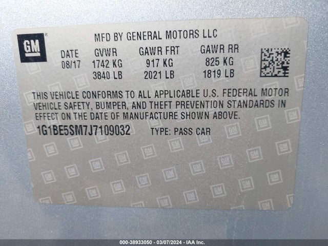 Chevrolet Cruze Lt Auto 2018 1G1BE5SM7J7109032 Image 9
