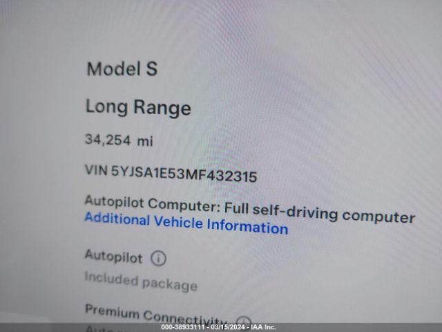 5YJSA1E53MF432315 Tesla Model S Long Range Dual Motor All-wheel Drive