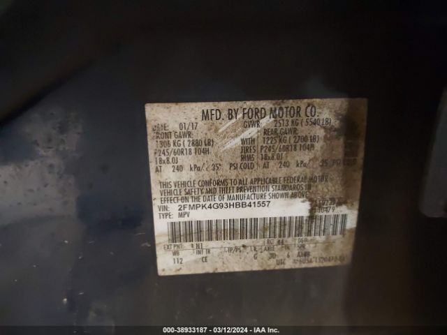 2FMPK4G93HBB41557 Ford EDGE SE