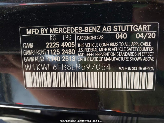 W1KWF6EB8LR597054 Mercedes-Benz Amg C 43 4matic