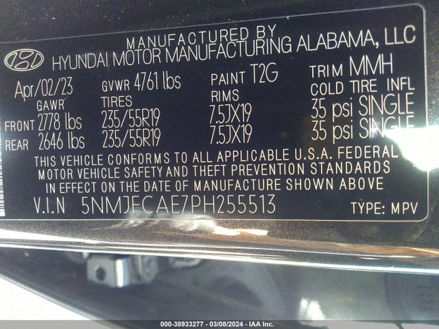 Hyundai TUCSON SEL 2023 5NMJFCAE7PH255513 Image 9
