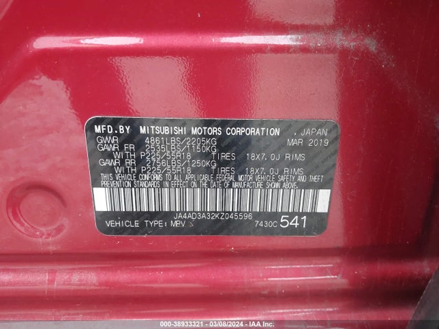 JA4AD3A32KZ045596 Mitsubishi Outlander Se