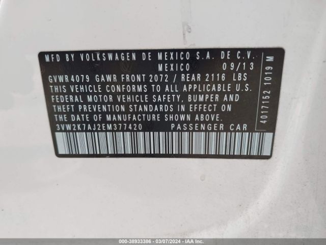 3VW2K7AJ2EM377420 Volkswagen Jetta 2.0l S