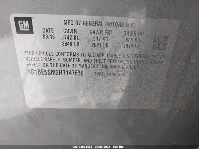 Chevrolet Cruze Lt Auto 2017 1G1BE5SM5H7147630 Image 9