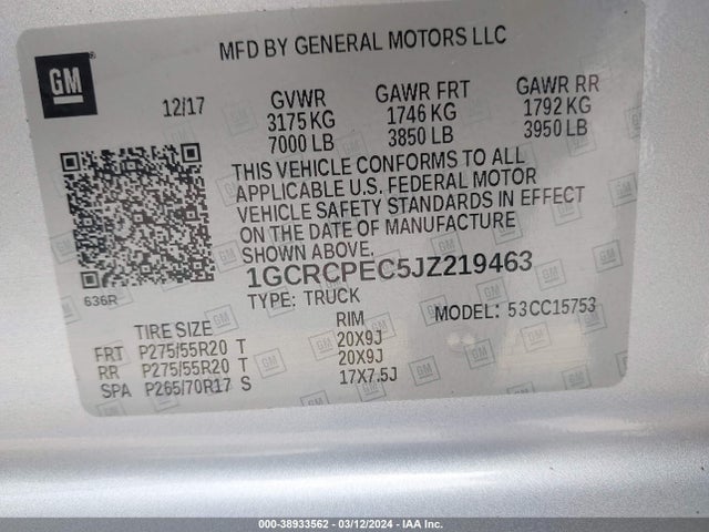 Chevrolet Silverado 1500 Custom 2018 1GCRCPEC5JZ219463 Image 9