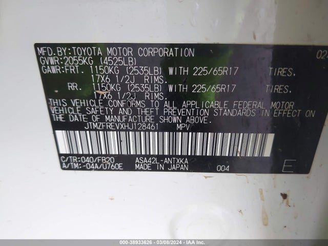 Toyota RAV4 LE 2017 JTMZFREVXHJ128461 Image 9