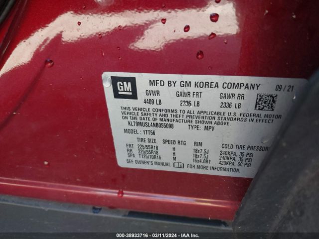 2022 CHEVROLET TRAILBLAZER KL79MUSL4NB055098 Photo 8