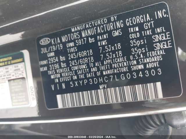 5XYP3DHC7LG034303 KIA Telluride Ex