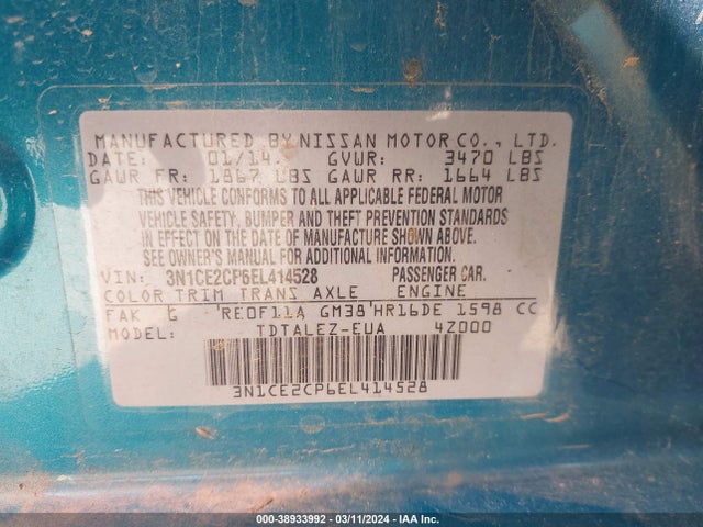Nissan Versa Note Sv 2014 3N1CE2CP6EL414528 Image 9