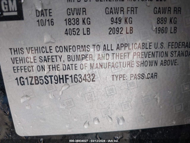 Chevrolet MALIBU LS 2017 1G1ZB5ST9HF163432 Image 9
