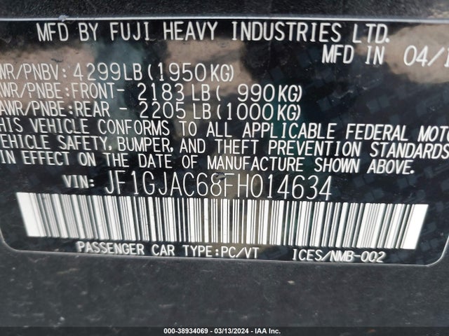 JF1GJAC68FH014634 Subaru Impreza 2.0i Premium