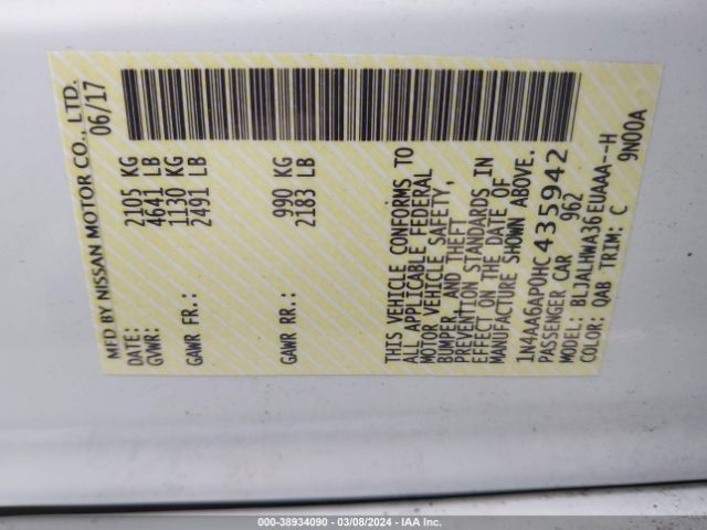 1N4AA6AP0HC435942 Nissan Maxima 3.5 Platinum