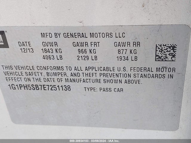Chevrolet Cruze Eco Auto 2014 1G1PH5SB7E7251138 Image 9