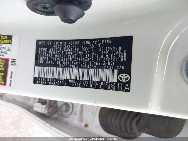 Toyota Corolla S Plus 2014 5YFBURHE0EP059239 Image 9