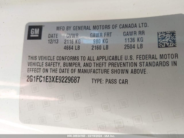 Chevrolet Camaro 2lt 2014 2G1FC1E3XE9229687 Image 9