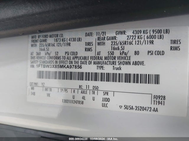 Ford Transit-350 Cargo Van 2021 1FTBW3X85MKA97856 Image 9
