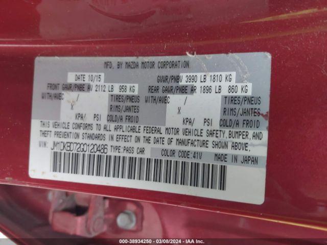 JM1DKBD72G0120486 Mazda Cx-3 Grand Touring