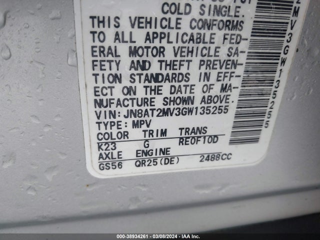 Nissan ROGUE S 2016 JN8AT2MV3GW135255 Image 9