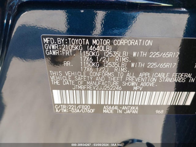Toyota RAV4 LE 2018 JTMBFREV2JJ252246 Image 9