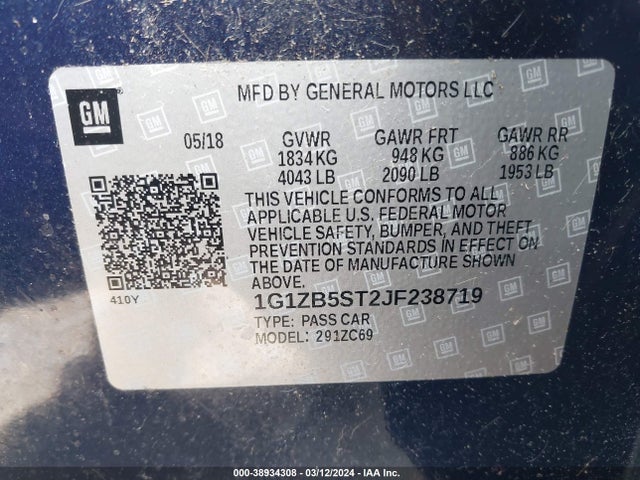Chevrolet Malibu 1ls 2018 1G1ZB5ST2JF238719 Image 9