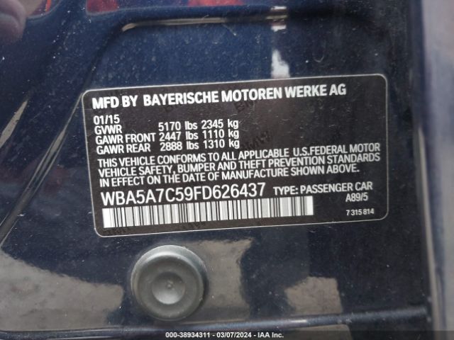 2015 BMW 528I WBA5A7C59FD626437 Photo 8