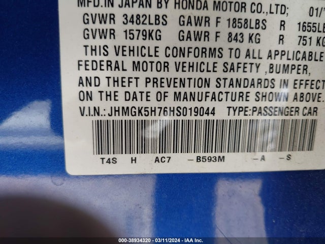 Honda FIT EX 2017 JHMGK5H76HS019044 Image 9