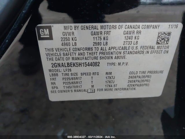 Chevrolet EQUINOX LS 2017 2GNALBEK5H1544082 Image 9