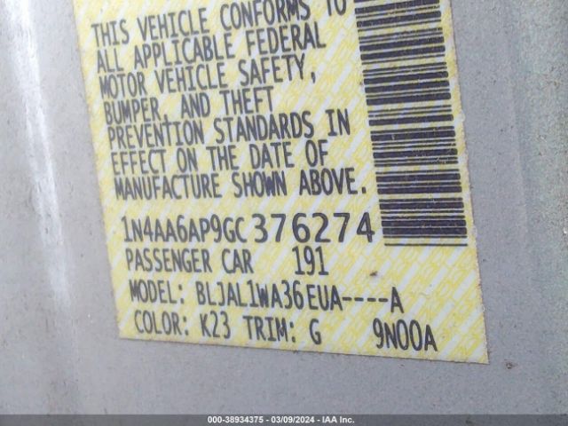 1N4AA6AP9GC376274 Nissan Maxima 3.5 Sr