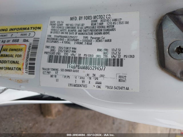1FA6P8AM8G5294577 Ford Mustang V6