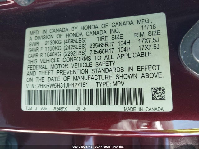 Honda CR-V LX 2018 2HKRW5H31JH427161 Image 9