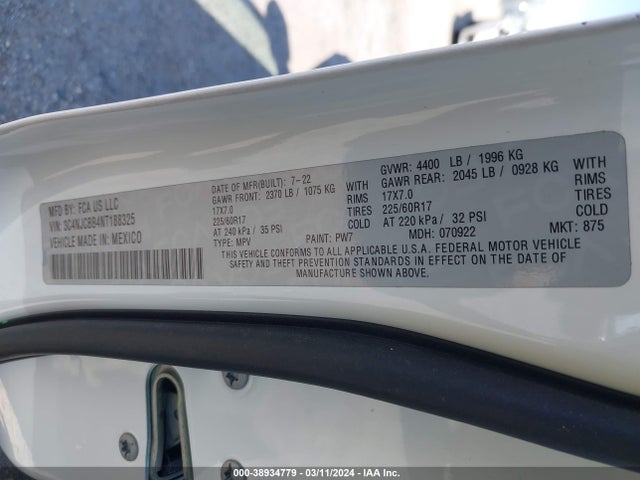 3C4NJCBB4NT188325 Jeep Compass Latitude Fwd