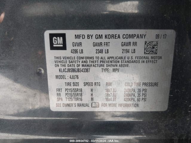 KL4CJBSB6JB543387 Buick Encore Preferred Ii
