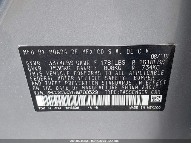 Honda FIT LX 2017 3HGGK5G51HM700529 Image 9