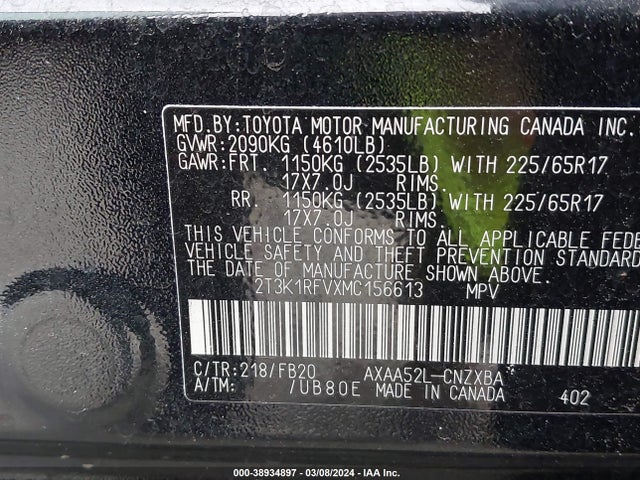 Toyota RAV4 LE 2021 2T3K1RFVXMC156613 Image 9