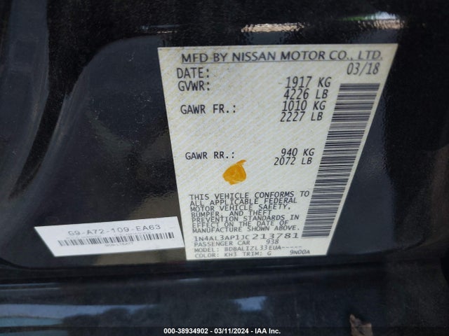 Nissan Altima 2.5 Sv 2018 1N4AL3AP1JC213781 Image 9