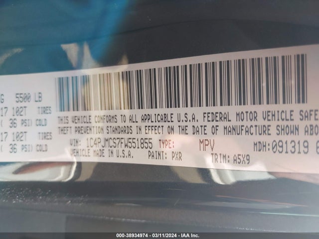 Jeep Cherokee Latitude 2015 1C4PJMCS7FW551855 Image 9