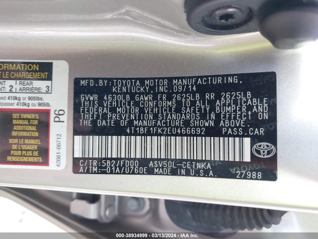 Toyota CAMRY LE 2014 4T1BF1FK2EU466692 Image 9
