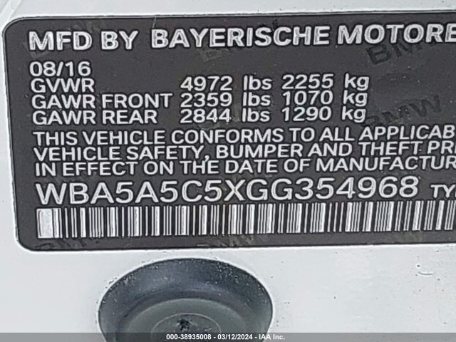 WBA5A5C5XGG354968 BMW 528I