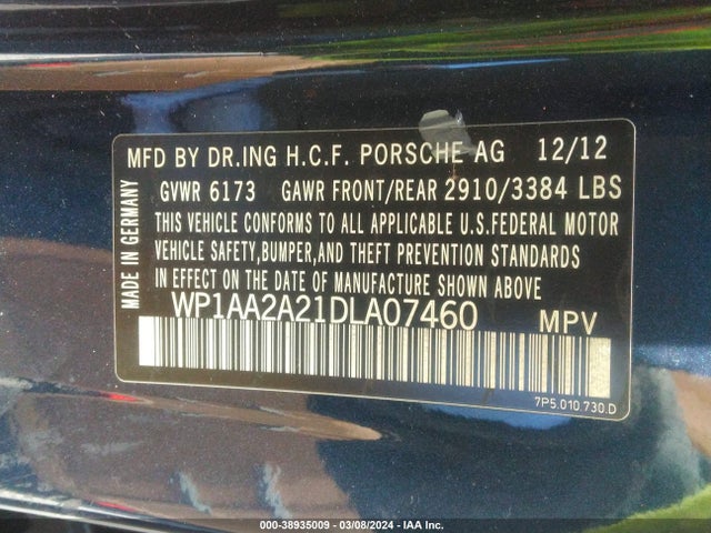 2013 PORSCHE CAYENNE WP1AA2A21DLA07460 Photo 8