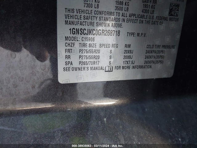 Chevrolet Suburban Ltz 2016 1GNSCJKC0GR268718 Image 9