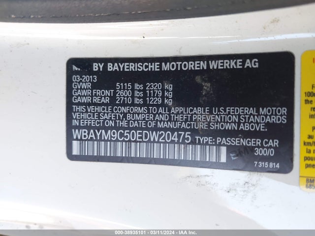 BMW 650i 2014 WBAYM9C50EDW20475 Image 9