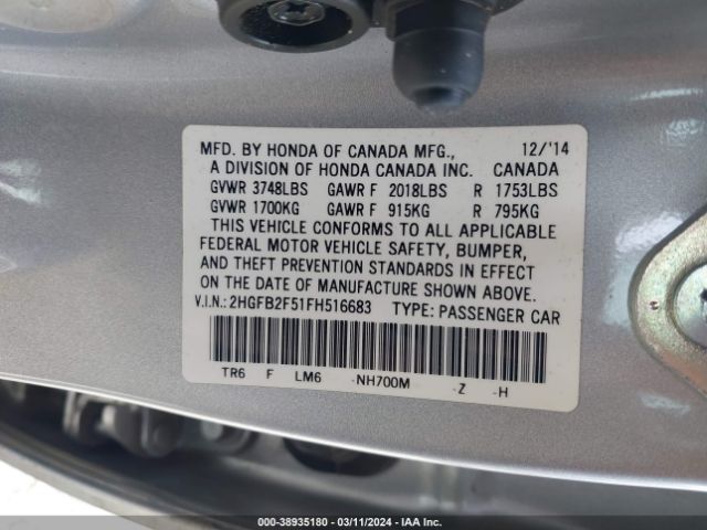 2HGFB2F51FH516683 Honda Civic Lx