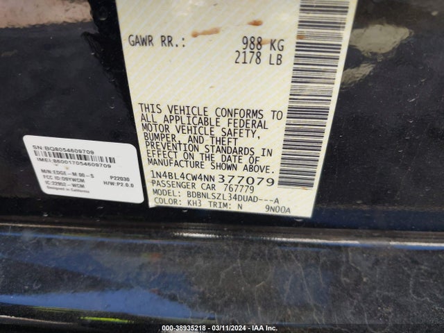 Nissan Altima Sr Intelligent Awd 2022 1N4BL4CW4NN377079 Image 9
