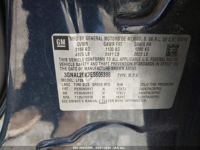Chevrolet Captiva Sport 2ls 2014 3GNAL2EK7ES606386 Image 9