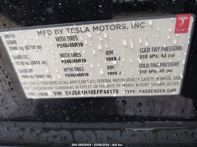 5YJSA1H10EFP44179 Tesla Model S P85