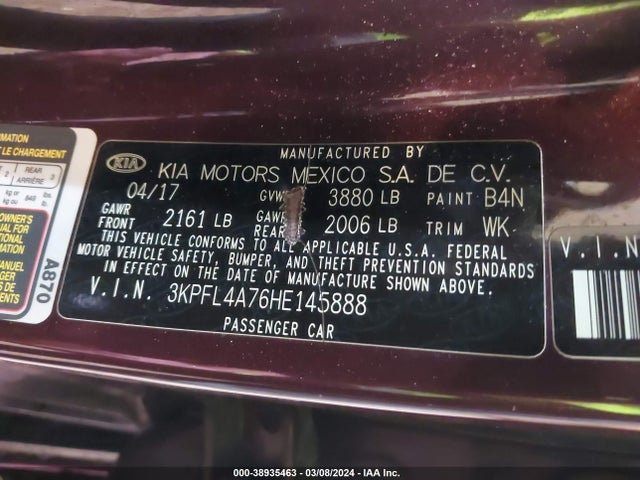 KIA FORTE LX 2017 3KPFL4A76HE145888 Image 9