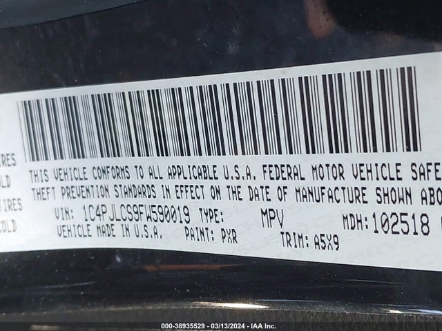 Jeep Cherokee Latitude 2015 1C4PJLCS9FW590019 Image 9